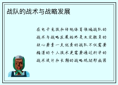 战队的战术与战略发展